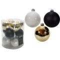 BOŽIĆNE KUGLICE ZA BOR 12/1 ZLATNE / BIJELE / CRNE 6 CM
