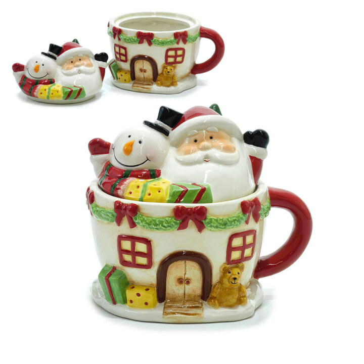 BOŽIĆNA POSUDA KERAMIČKA U OBLIKU ŠALICE 16,5x15 cm