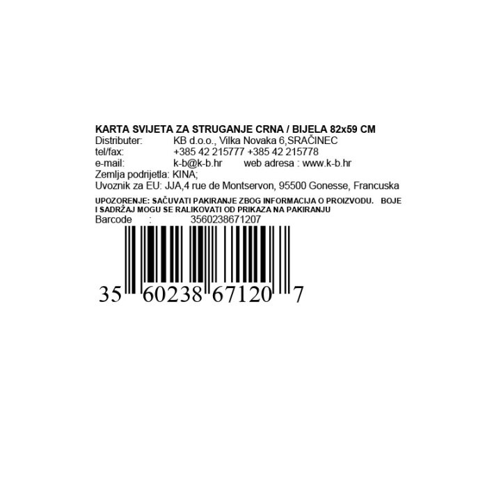 KARTA SVIJETA NA STRUGANJE 82x59 CM