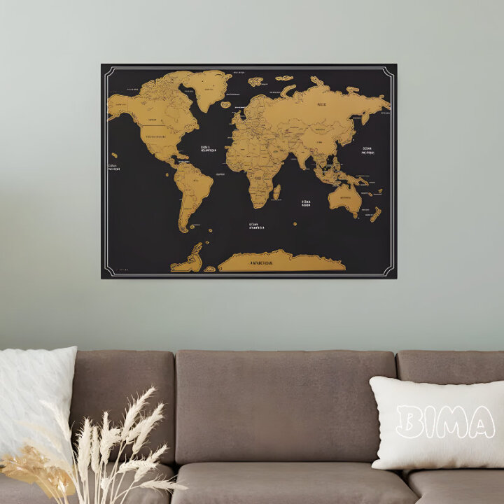 KARTA SVIJETA NA STRUGANJE 82x59 CM