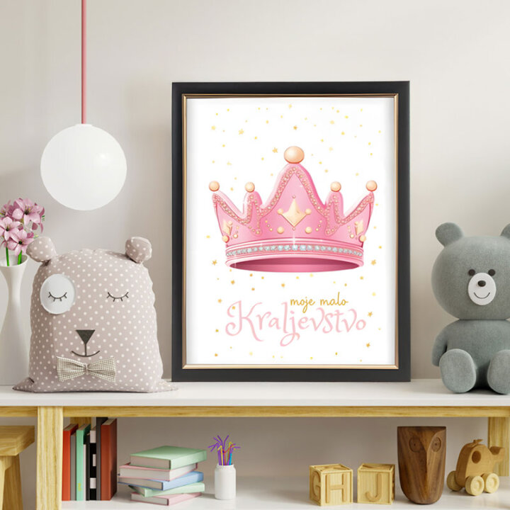 ZIDNA SLIKA UOKVIRENA 40x50cm DJEČJI MOTIV MOJE KRALJEVSTVO