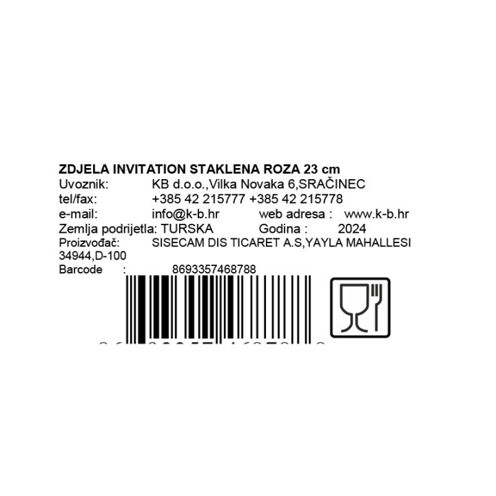 ZDJELA INVITATION STAKLENA ROZA 23 cm