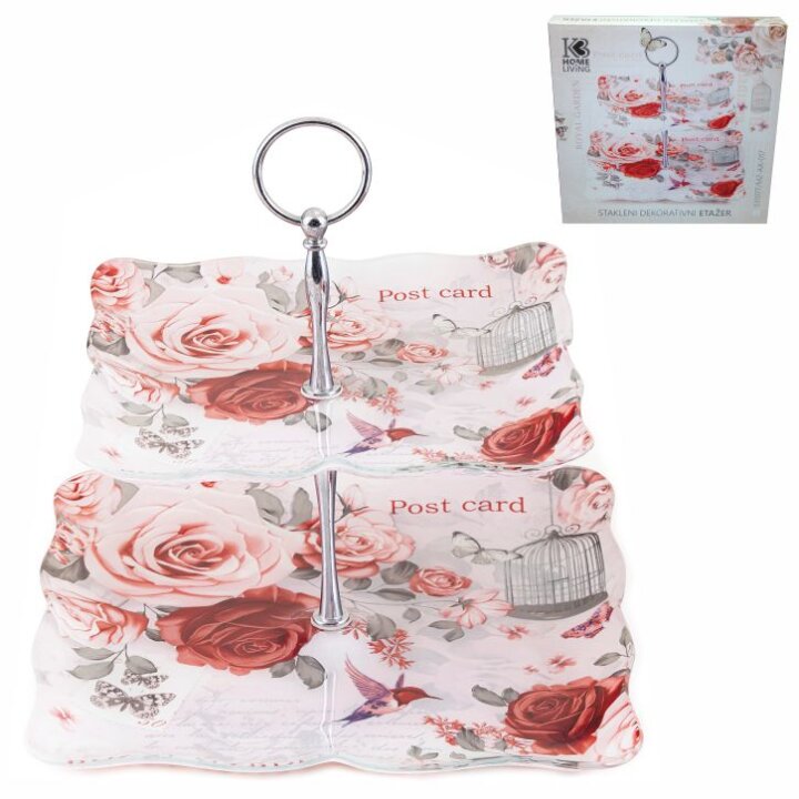 ETAŽER STAKLENI DEKORATIVNI ROYAL GARDEN