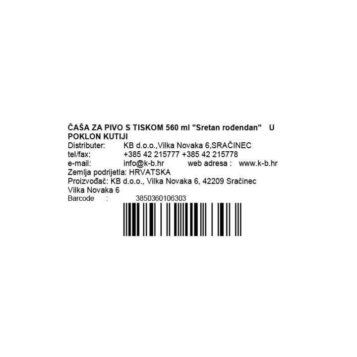 ČAŠA ZA PIVO S TISKOM 560 ml 