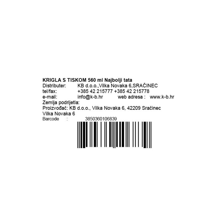 KRIGLA S TISKOM 560 ml Najbolji tata