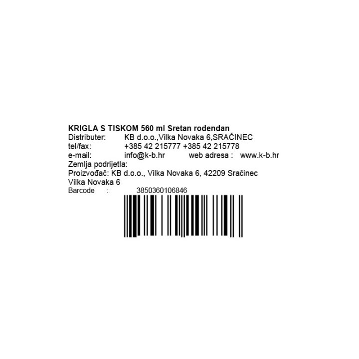 KRIGLA S TISKOM 560 ml Sretan rođendan