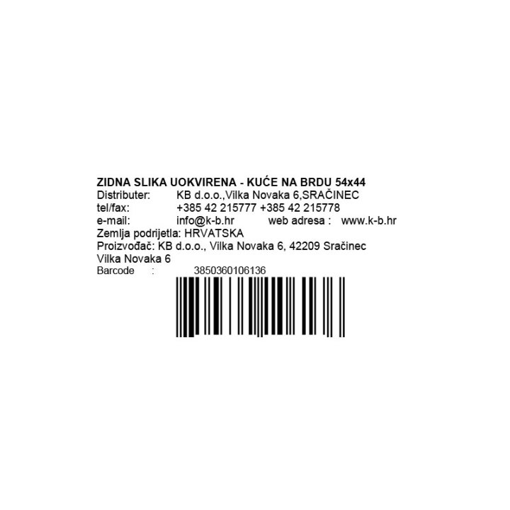 ZIDNA SLIKA UOKVIRENA - KUĆE NA BRDU 54x44