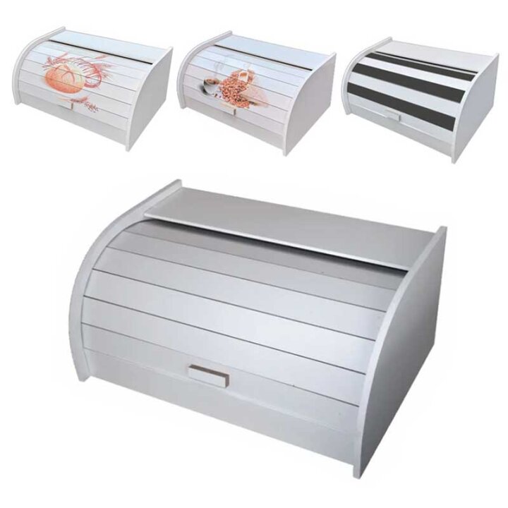 KUTIJA ZA KRUH S DRVENIM POKLOPCEM 38,5x26x17,54 CM BIJELA