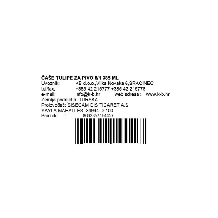 ČAŠE TULIPE 6/1 385 ML