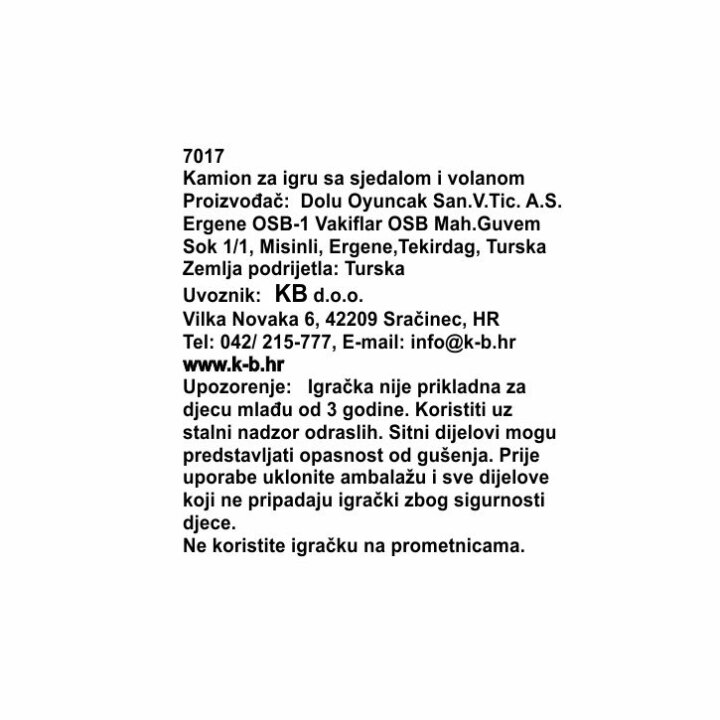 KAMION ZA DJECU VELIKI SA SJEDALOM I PRIKOLICOM 39x68,5x25,2 cm