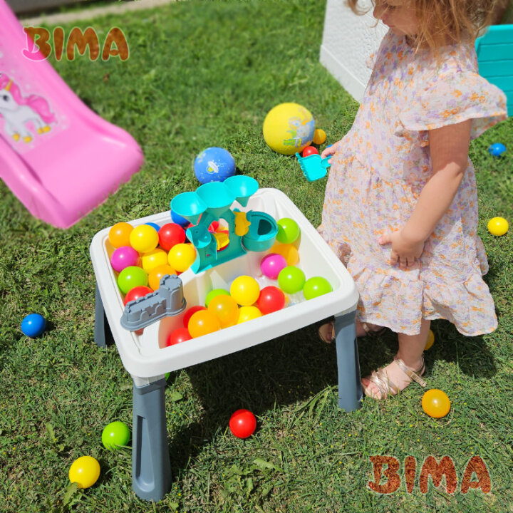PJEŠČANIK ZA DJECU + STOLIĆ + VODENICA ZA IGRU 3u1 ČETVRTASTI 54,2x45x45 cm
