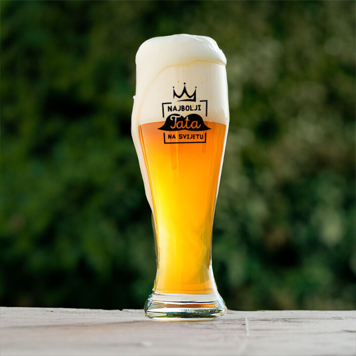 ČAŠA ZA PIVO S TISKOM 500ml VISOKA Najbolji tata u poklon kutiji