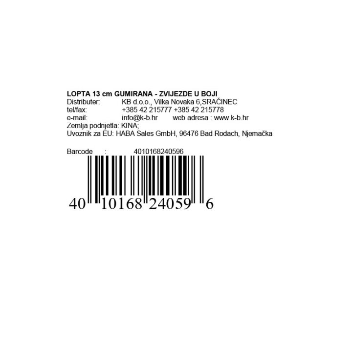 LOPTA 13 cm GUMIRANA - ZVIJEZDE U BOJI