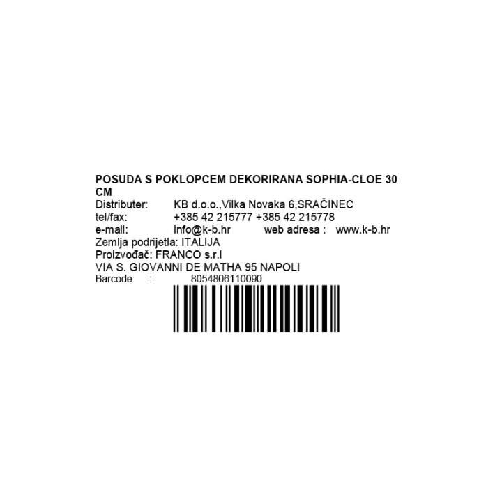 POSUDA S POKLOPCEM DEKORIRANA SOPHIA-CLOE 30 CM