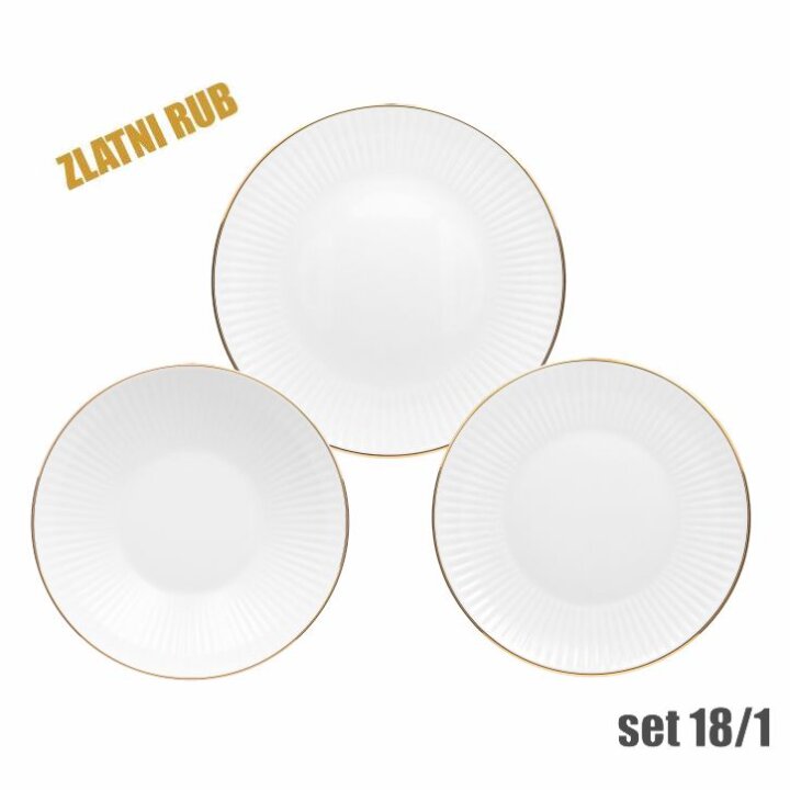SERVIS ZA JELO PORCULAN 18 DIJELNI DALIA - ZLATNI RUB