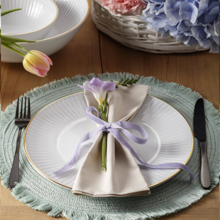 SERVIS ZA JELO PORCULAN 18 DIJELNI DALIA - ZLATNI RUB