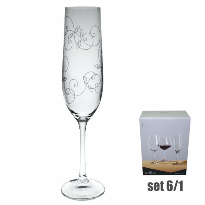 ČAŠE ZA ŠAMPANJAC KRISTALIN VIOLA 6/1 190 ML - DEKORIRANE