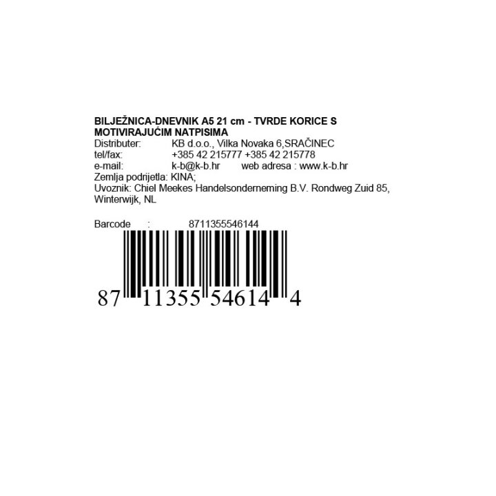 BILJEŽNICA - DNEVNIK A5 21 cm TVRDE KORICE S MOTIVIRAJUĆIM NATPISIMA