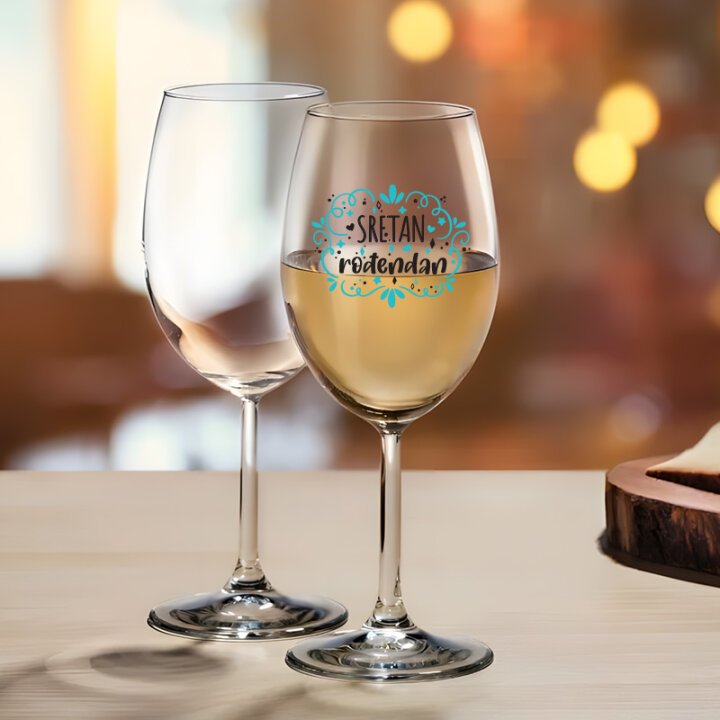 ČAŠA ZA VINO SA POM-POM PRIVJESKOM TISAK 