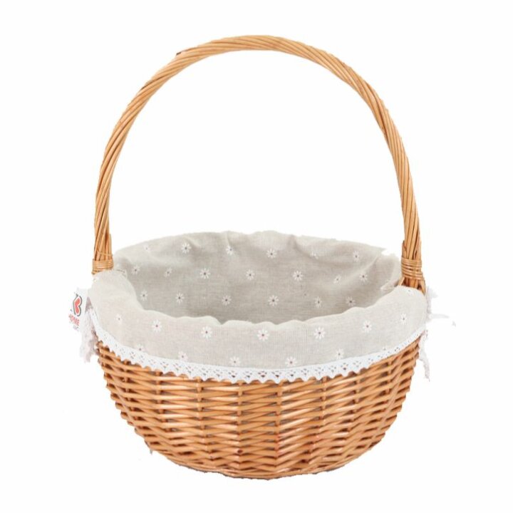 PLETENA KOŠARA NATUR S DRŠKOM I PLATNOM 30x16x37 cm