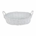 KOŠARICA PLETENA OVALNA BIJELA S DRŠKAMA 47x34x13 cm