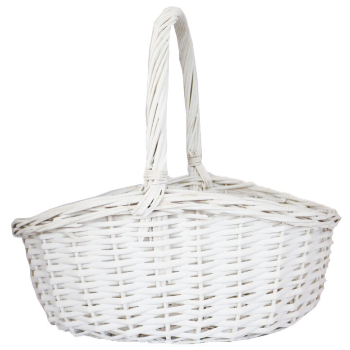 KOŠARA PLETENA BIJELA S DRŠKOM ZA POKLONE 45x35x15/20 cm