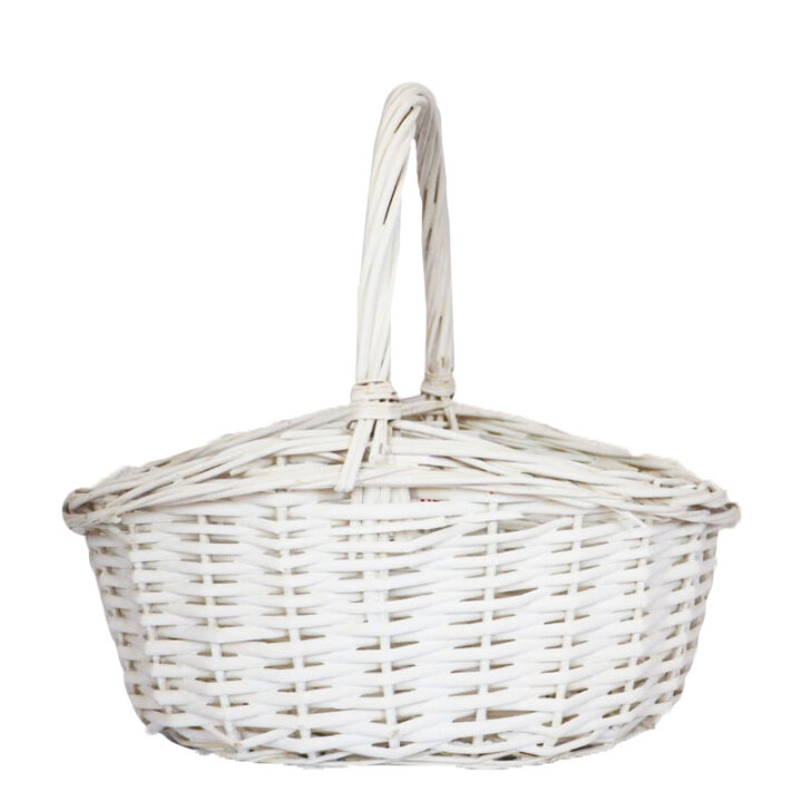 PLETENA KOŠARA DEKORATIVNA BIJELA S DRŠKOM 37x28x13/18 cm