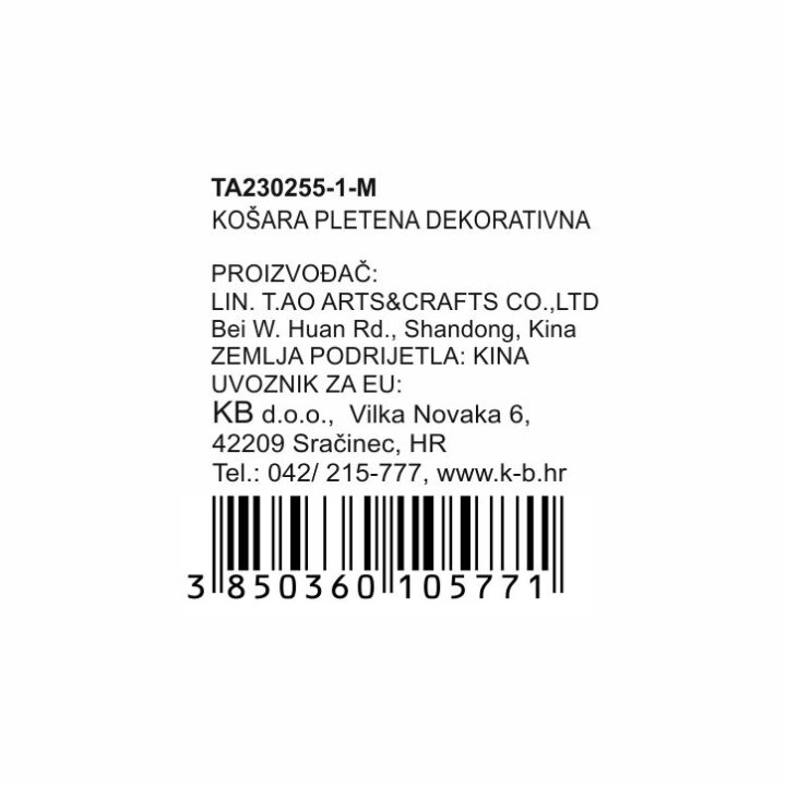 PLETENA KOŠARA DEKORATIVNA BIJELA S DRŠKOM 37x28x13/18 cm