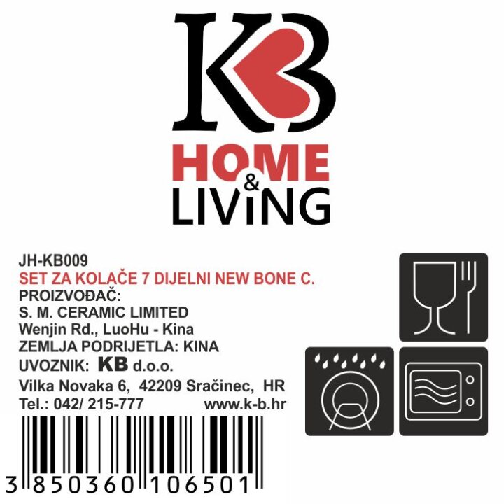 SET ZA KOLAČE GARDEN SERENADE 7 DIJELNI NEW BONE DEKORIRANI - VALOVITI RUB