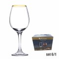ČAŠE STAKLENE AMBER GOLDEN TOUCH NA STALKU - ZLATNA LINIJA 6/1 295 mL
