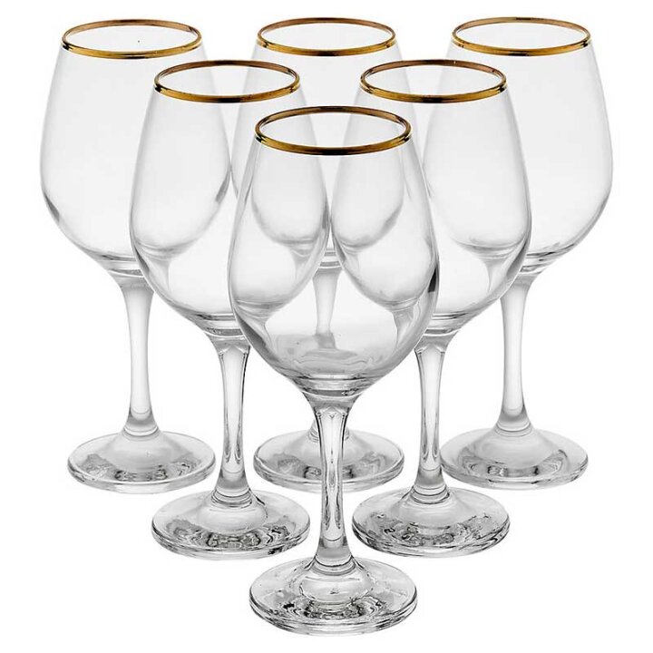 ČAŠE STAKLENE AMBER GOLDEN TOUCH NA STALKU - ZLATNA LINIJA 6/1 295 mL