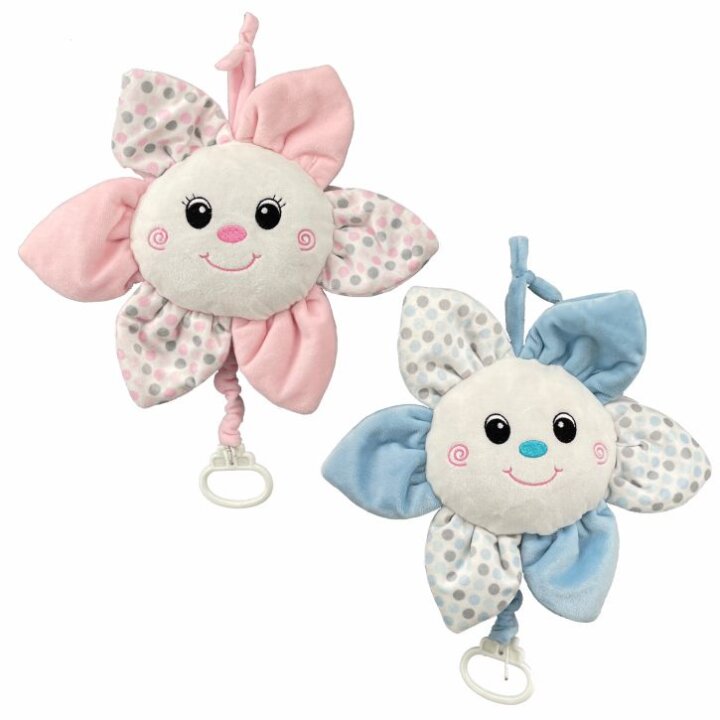 CVIJETIĆ PLIŠANI MUZIČKI ZA BEBE 19 cm - ROZI / PLAVI