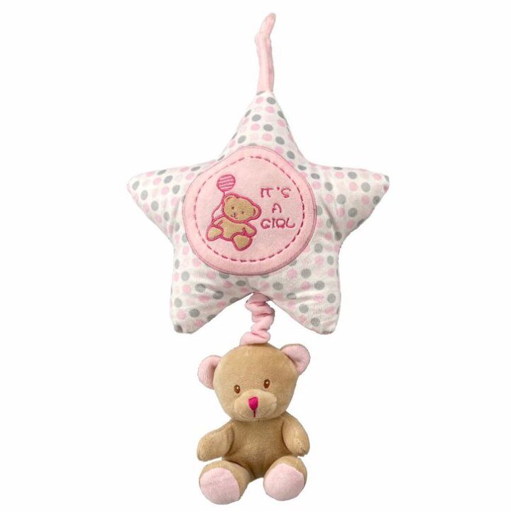 MEDO PLIŠANA SA ZVIJEZDOM MUZIČKI 31,5 cm - ROZI / PLAVI