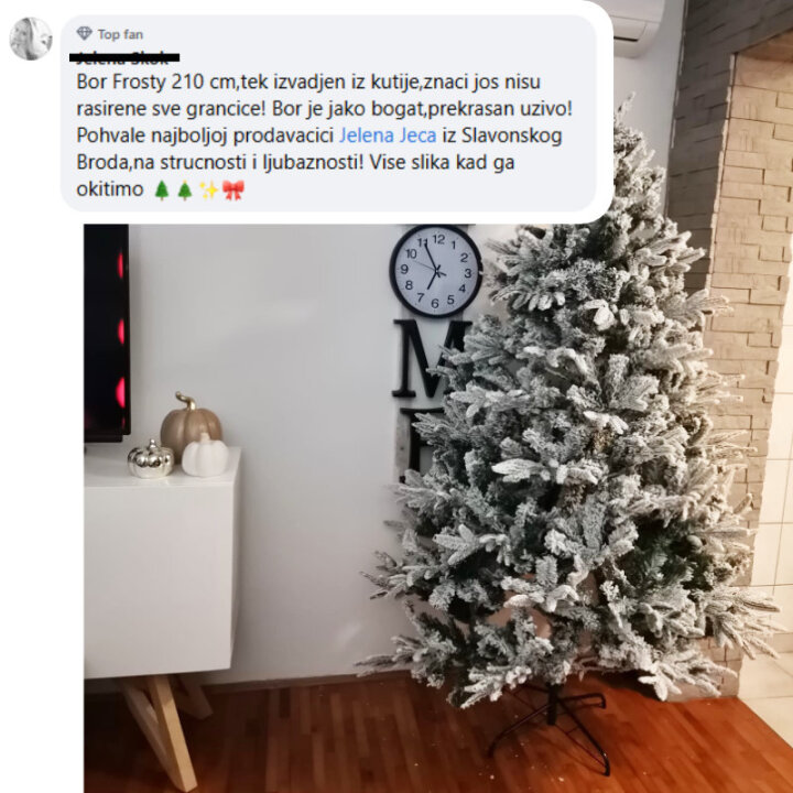 BOŽIĆNO DRVCE FROSTY SA SNIJEGOM I METALNIM STALKOM 210 cm