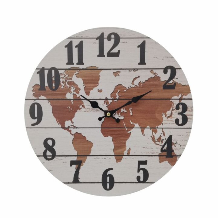 SAT ZIDNI OKRUGLI 33,8 cm - KARTA SVIJETA