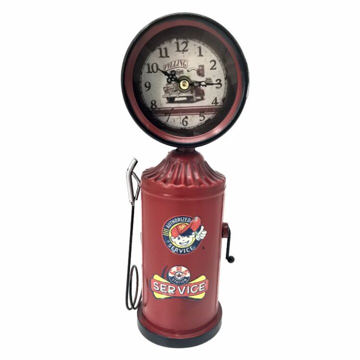 SAT STOLNI RETRO PUMPA ZA GORIVO CRVENA 10x8,5x28 cm