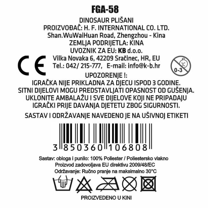 DINOSAUR PLIŠANI ZELENI 100x56 cm