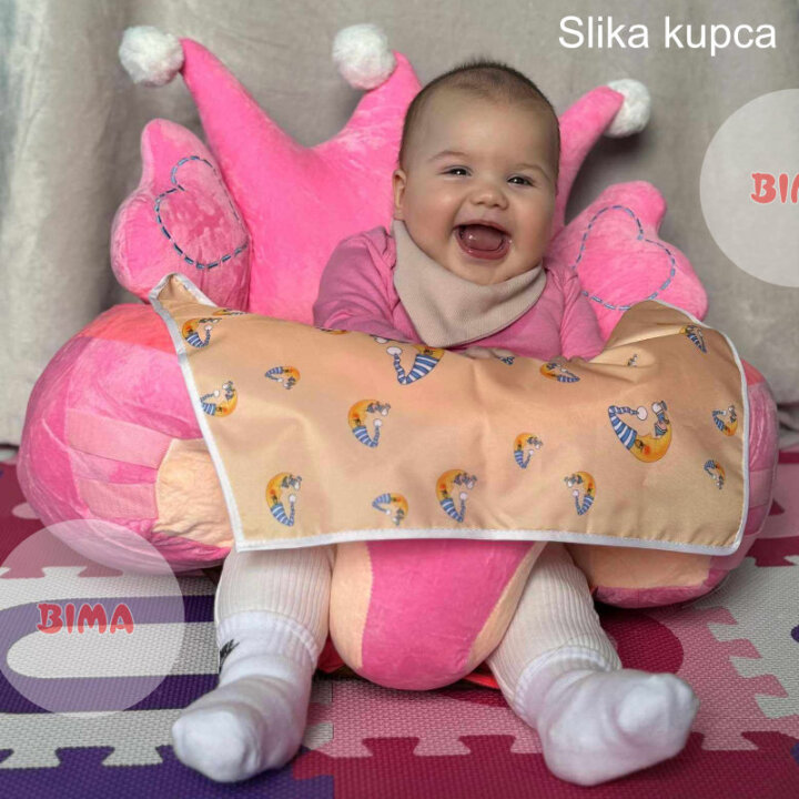 FOTELJA ZA BEBE PLIŠANA KRUNA ROZA 45x50x45 cm
