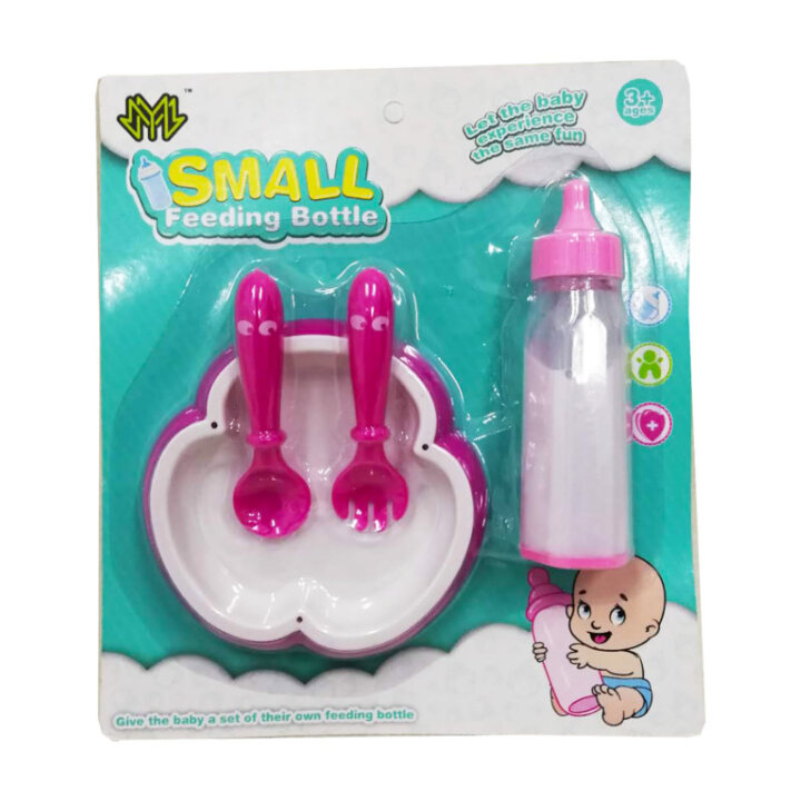BOČICA ZA LUTKE SET S TANJURIĆEM I PRIBOROM - BLISTER 20x22 cm