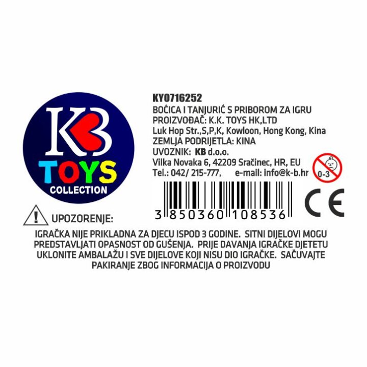 BOČICA ZA LUTKE SET S TANJURIĆEM I PRIBOROM - BLISTER 20x22 cm
