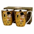 ŠALICE ZA KAVU PORCULANSKE 2/1 U POKLON KUTIJI-THE KISS BROWN GUSTAV KLIMT