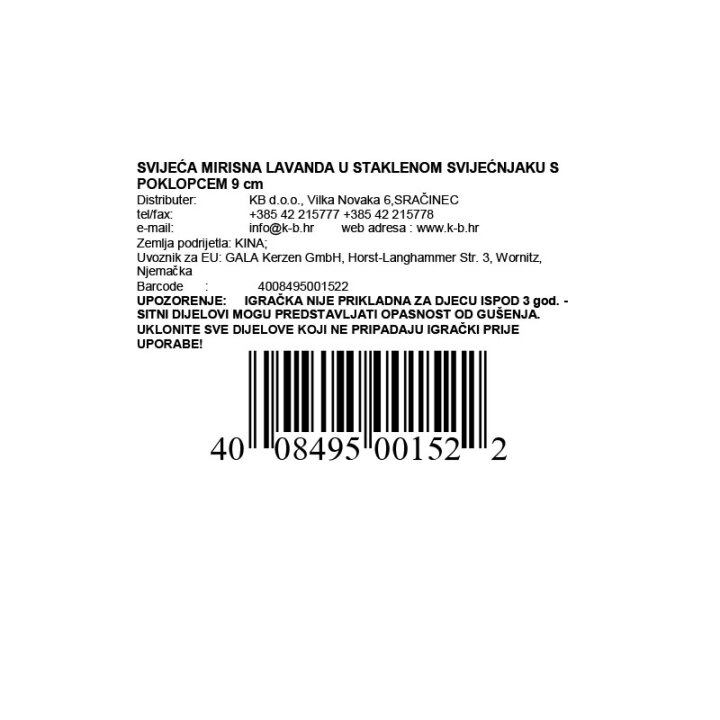 SVIJEĆA MIRISNA LAVANDA U STAKLENOM SVIJEĆNJAKU S POKLOPCEM 9 cm