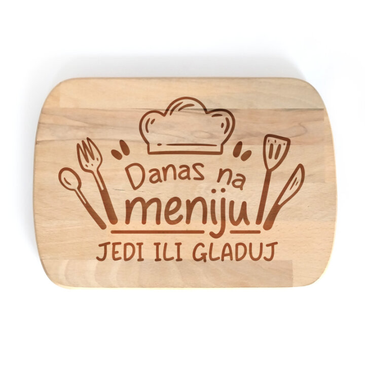 DASKA DRVENA GRAVIRANA  Danas na meniju 28 x 20 cm