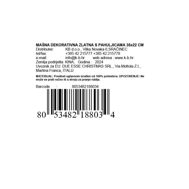 MAŠNA DEKORATIVNA ZLATNA S PAHULJICAMA 35x22 CM