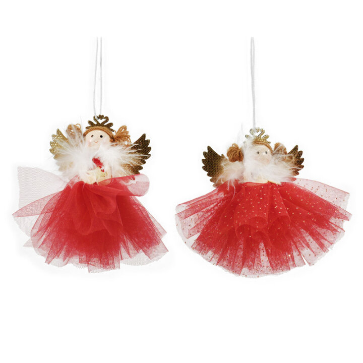 DEKORACIJA ZA BOR ANĐEO CRVENO-ZLATNI 10 cm - SORT