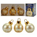 DEKORACIJA BOŽIĆNA KUGLA STAKLENA ZLATNA S LED SVJETLOM 12 cm - SORT