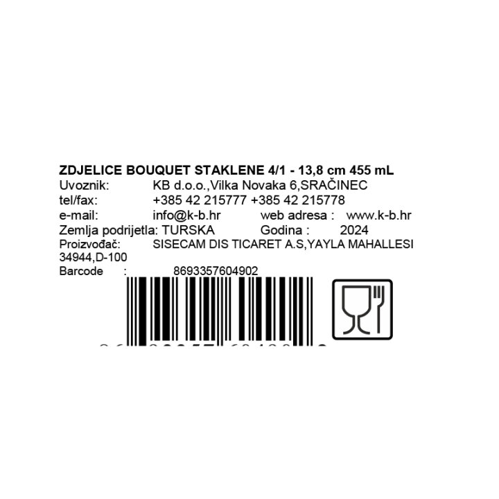 ZDJELICE BOUQUET STAKLENE 4/1 - 13,8 cm 455 mL