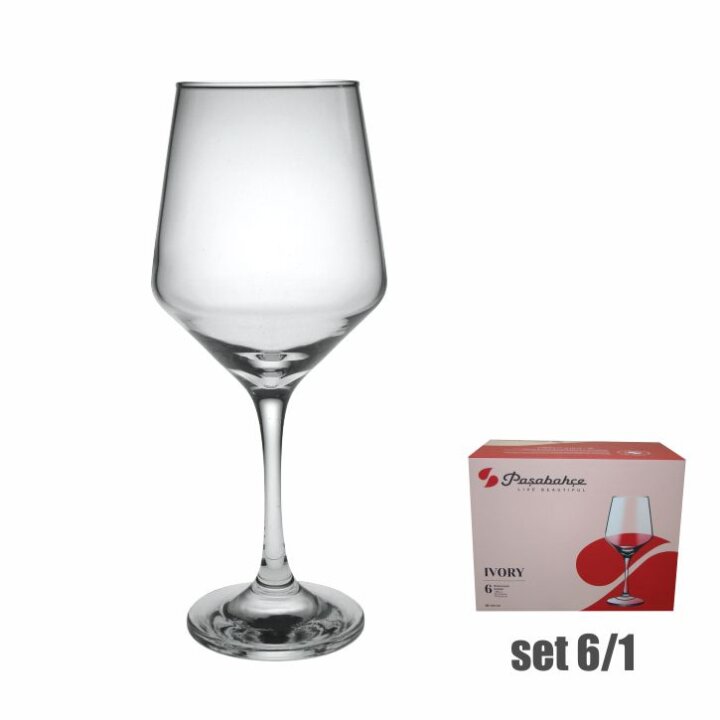 ČAŠE NA STALKU IVORY STAKLENE 6/1 - 490 mL
