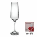 ČAŠE NA STALKU IVORY ŠAMPANJAC STAKLENE 6/1 - 225 mL