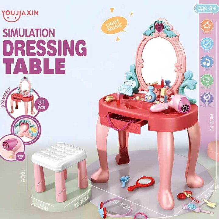 KOZMETIČKI STOLIĆ DJEČJI S PRIBOROM 75 cm SA SVJETLOM I ZVUKOM